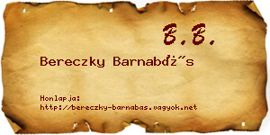Bereczky Barnabás névjegykártya
